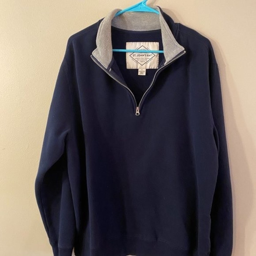 St. John's Bay, Men's Jacket, Size XL, Blue Body with gray collar